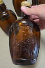 VINTAGE BICENTENNIAL  LOG CABIN SYRUP BOTTLES LOT OF 6 AMBER GLASS WITH CAPS — photo 2
