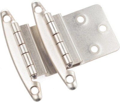 DecoBasics 3/8 Inset Non Self Closing Cabinet Hinge, Satin Nickel - 25 Pack