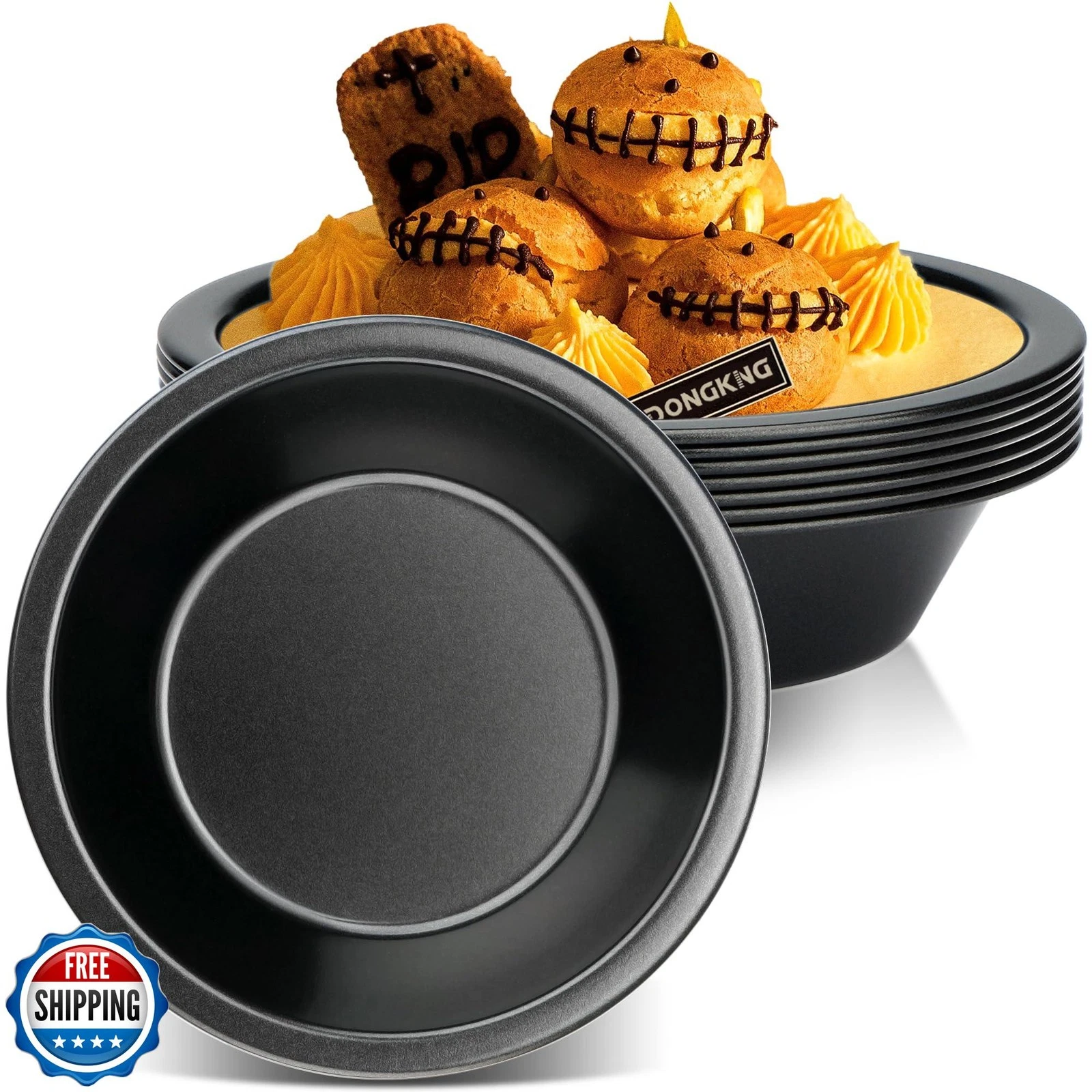 5 inch Pie Tins, 8 Pack Small Nonstick Round Mini Cake Bread and Meat Pie Pan