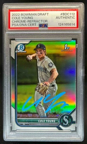 2022 Bowman Draft Cole Young Chrome Auto Refractor 1st #BDC-112 PSA