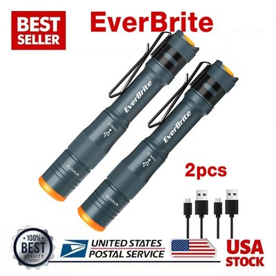 2Pcs Mini LED Flashlight Powerful Camping Small Torch Clip Penlight Pocket Light