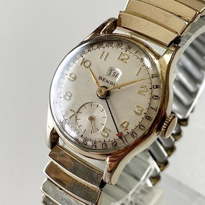 BENRUS Pointer date 10K RGP Model cs3 Silver Dial Vintage watch Manual 1960's