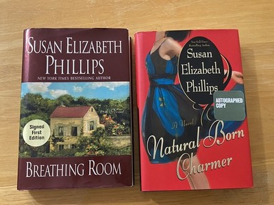 Susan Elizabeth Phillips 2 Signed HC Books Breathing Room, Natural Born Charmer