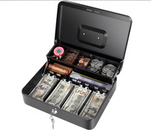 Cash Box with Money Tray and Key Lock, Saving Lock Box with Money Tray Storage f