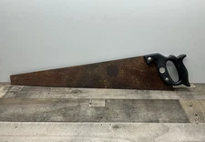 VINTAGE DISSTON & SONS HAND SAW 26" BLADE BLACK HANDLE UNRESTORED WELL AGED