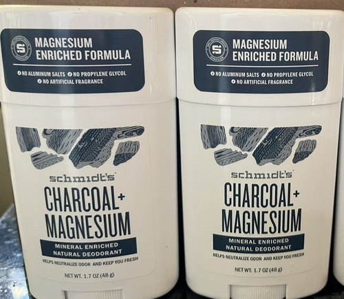 ( PACK OF 2 ) Schmidt's Natural Deodorant Stick CHARCOAL + MAGNESIUM 1.7 oz