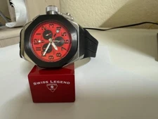 Men's Swiss Legend 10542-05-BB Trimix Diver Chronograph RED dial Watch  44mm