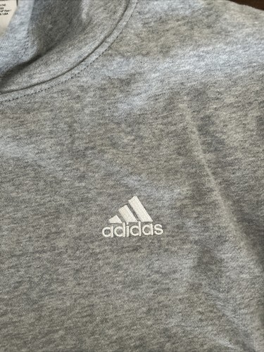 adidas Boys Colorblock Pouch Pocket Fleece Pullover Hoodie NWT Stripe Grey Heath - Picture 3 of 7