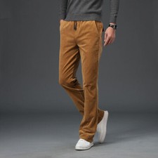 Fashion Men Cotton Corduroy Trousers Pants Bell Bottom Flared Leg Working Casual