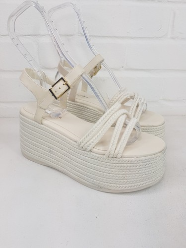 Sandales à plateforme Kelsi Dagger UK 5,5 US 8 blanches à lanières Chunky Brooklyn Mend