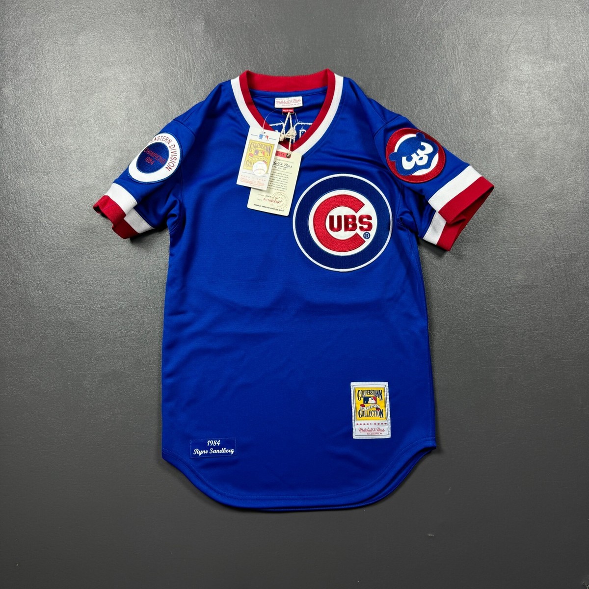 極美品 Mitchell&Ness MLB CUBS 1/4Zip Jersey 100% Authentic Ryne Sandberg Mitchell & Ness 1984 Chicago