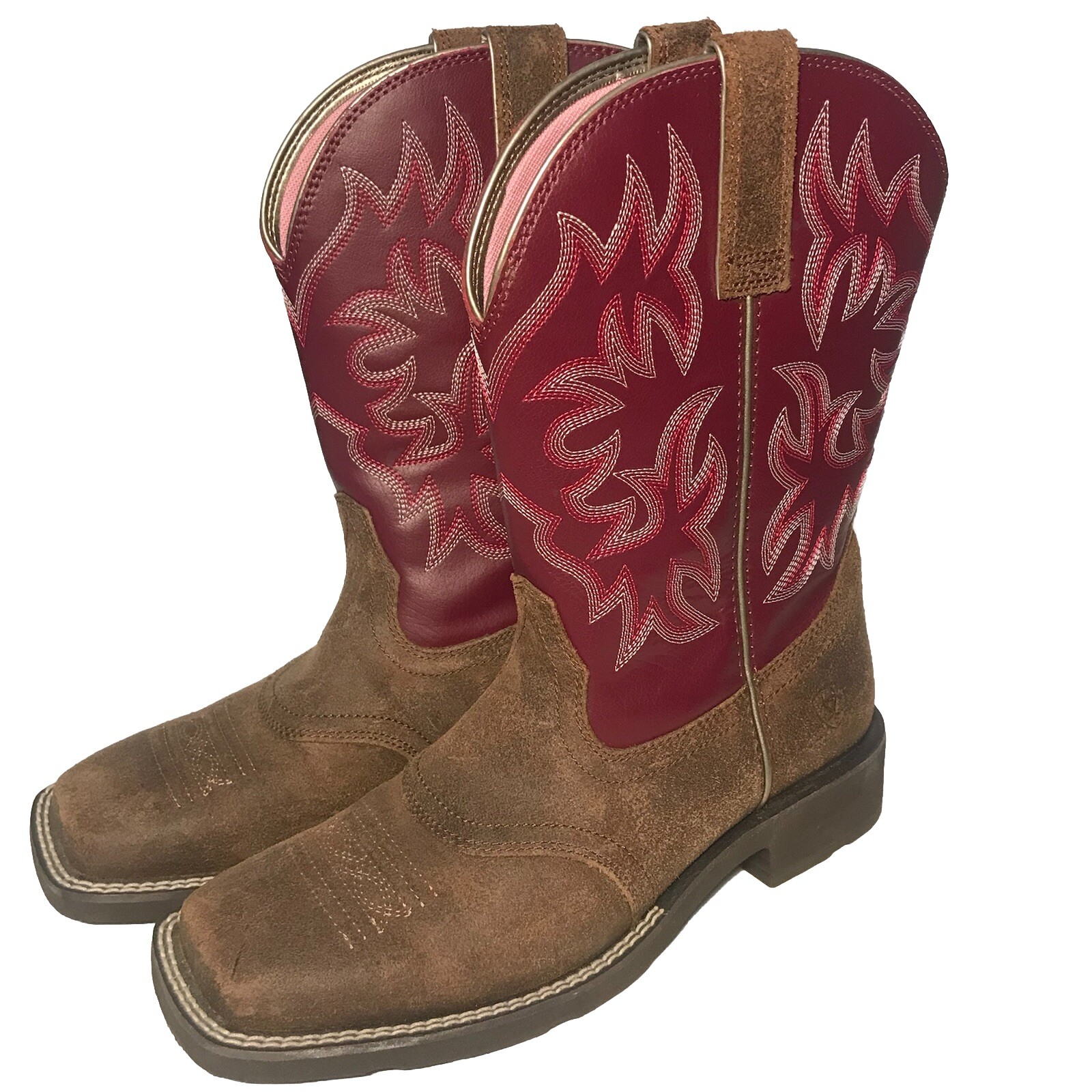 ARIAT Delilah Womens Square Toe Cowgirl Boot in Java/Burgundy Size 7B