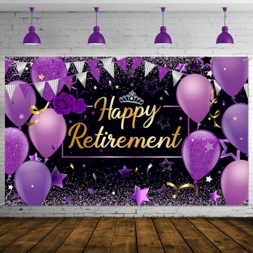 Blulu Retirement Party Decorations Extra Large Fabric Retirement Sign Banner ...