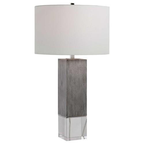Elegant Designs Tischlampe – Strukturiertes Glas, Rauchgrau & Grau, Mit Drehschalter