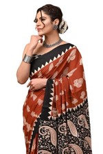Ajrakh Print Cotton Saree for women