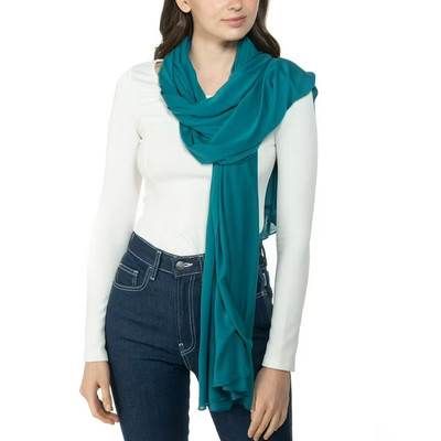 Jenni Wrap Scarf Women's One Size Teal Lightweight Jersey Fabric