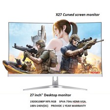 New Curved 27 inch 75hz Gaming PC Monitor HD LED Curved Monitor for computer