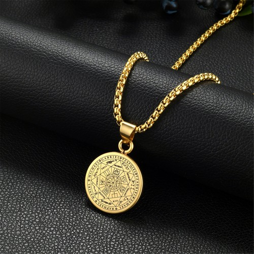 Men's The Seal of The Seven Archangels Amulet Pendant Necklace Stainless Steel - Picture 9 of 16