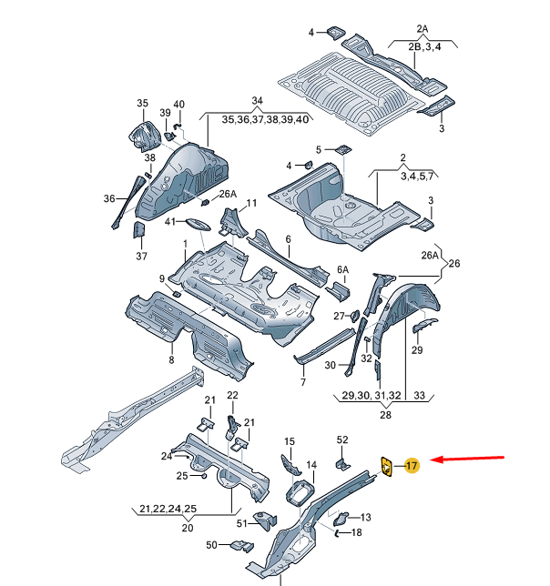 Traverse latérale arrière droite neuve pour Skoda Kamiq NW4 2Q0804474 d'origine