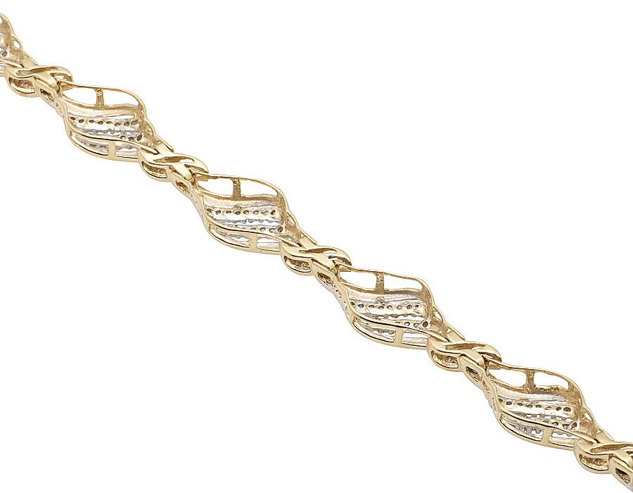 Brazalete personalizado de diseño retorcido de diamantes reales de oro amarillo de 10 quilates para dama 0,65 quilates 7 mm Foto 3 de 4