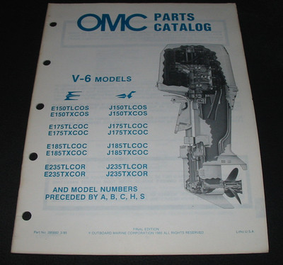 Parts Catalog OMC V-6 V6 Models Outboard Marine Ersatzteilkatalog Stand 03/1985