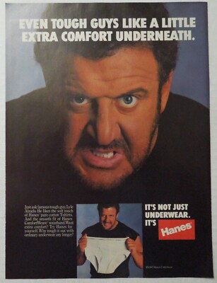 1987 HANES Mens Underwear Magazine Ad - NFL Tough Guy Lyle Alzado