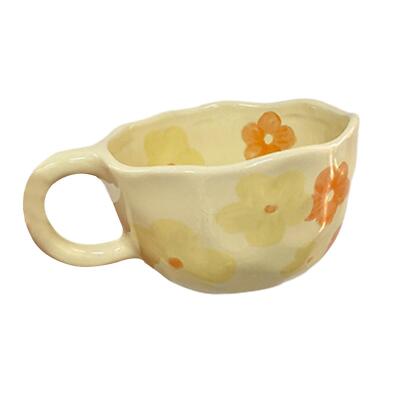 Trinkgeschirr, unregelmäßige Blumenmilchtee Tasse, handgefertigte wiederverwendbare robuste Teetasse