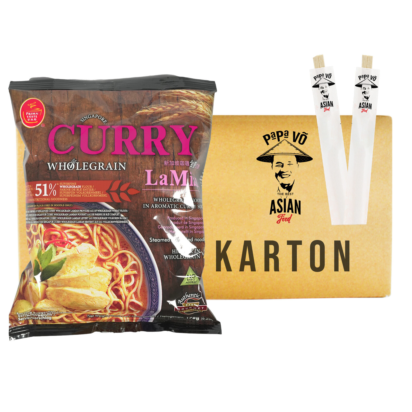 Prima Taste Vollkorn Nudeln Curry La Mian 12x178g Instantnudeln Curry La Mian