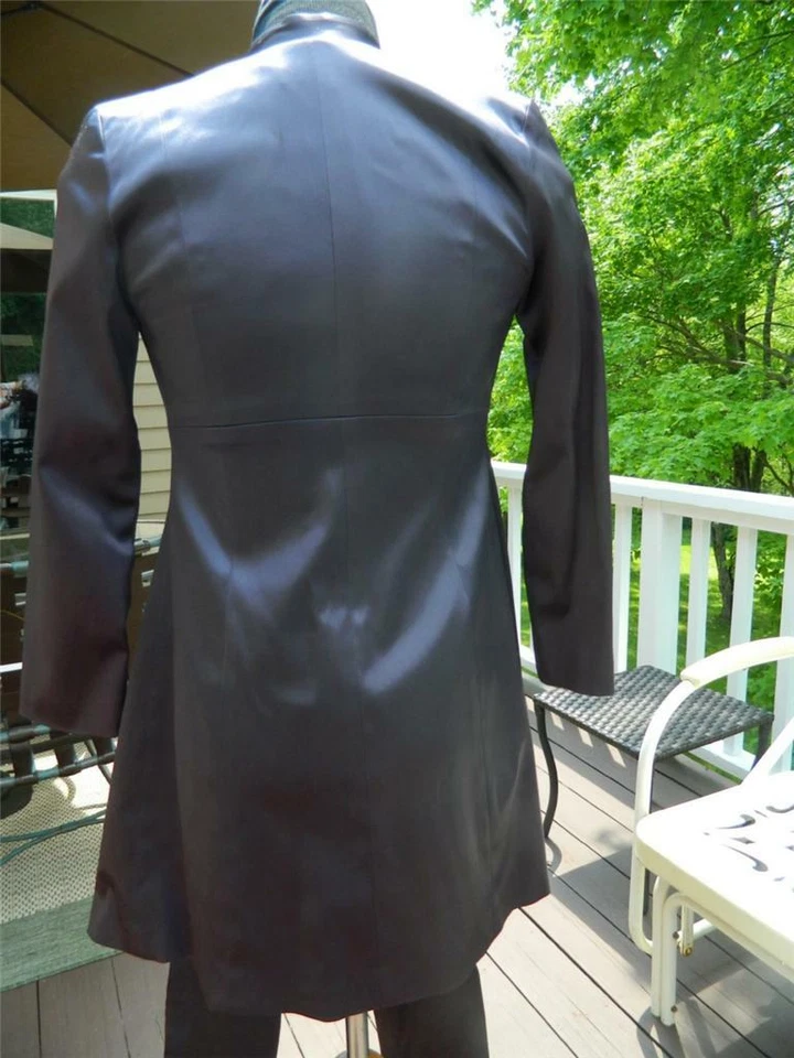 Monkey Wear Stretch Satin Skinny Pant Suit w/Long Jacket Dark Plum Girls sz 12 - Image 3 of 4