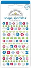 Doodlebug Sprinkles America the Beautiful Puffy Tiny RWB Flowers Leaves Repeats
