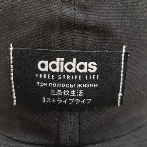 Adidas Three Stripe Life Hat Cap Strap Back Black Russian Chinese Japanese Patch - Picture 2 of 8