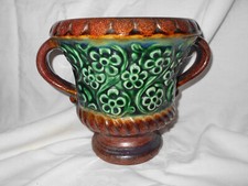 Majolica Bodo mans? Planter flower pot Unmarked Piece of pottery.