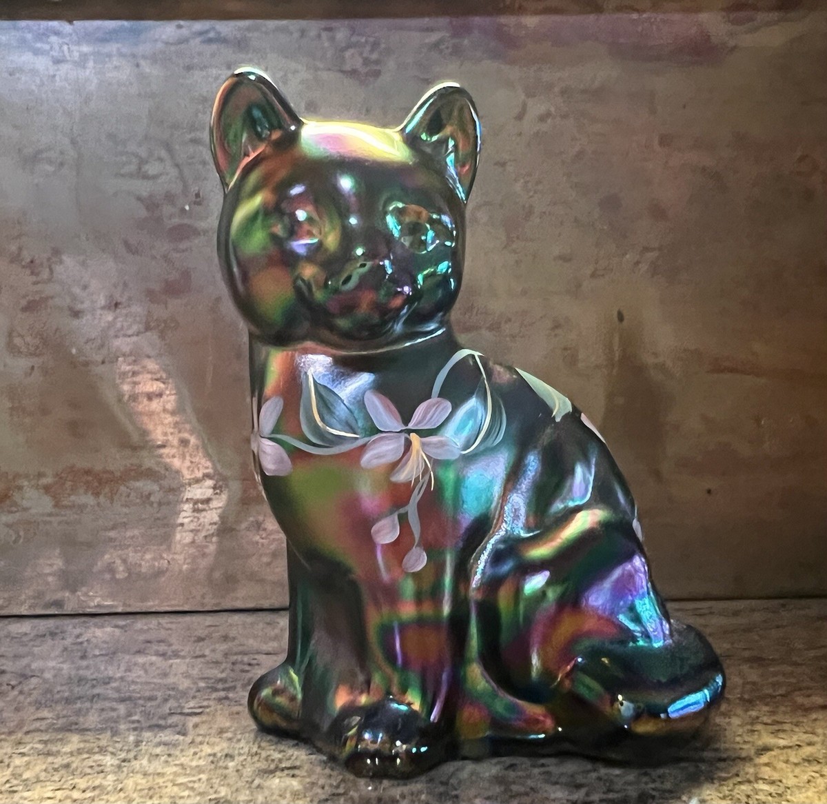 ☆フェントン 猫 ネコ 青 水色 虹色 IRIDESCENT OPALESCENT