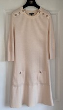 CHANEL 18A HAMBURG CREAM KNIT GOLD CC BUTTONS DRESS 40