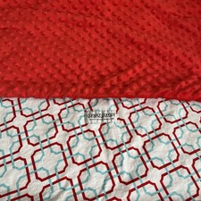 Carseat Canopy Blue White Red Geometric Design Minky Fleece Baby Car Seat Cover