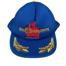 Walt Disney World Vintage Adult 80's Mesh Snapback Trucker Hat Cap Gold Leaf NOS