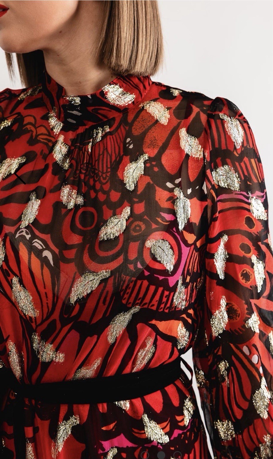 Hope And Ivy Jagger Feather Print Midi Dress, Red Size 22 RRP £106 Bnwt image 3