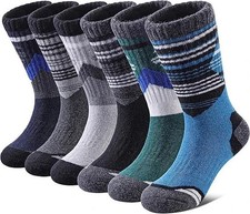 Kids Merino Wool Hiking Socks 6 Pairs Winter Warm Thick Thermal Boot Socks