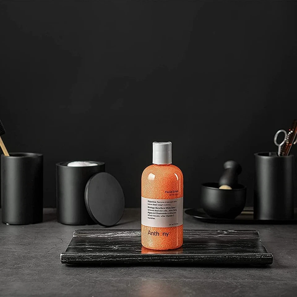 Exfoliante facial Anthony - Jabón facial exfoliante para hombres con vitamina C, aloe, 8 oz Foto 2 de 4