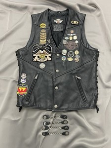 HARLEY DAVIDSON “Ride Free” Embroidered Eagle Leather Vest Snap Extender Size S