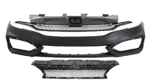 Front Bumper Cover Paintable & Grille Assembly Chrome For 2014-2015 Honda Civic