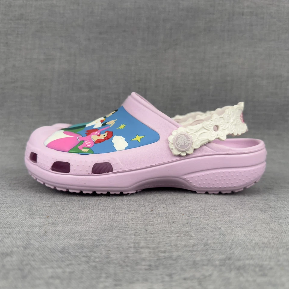 Disney Princesa Crocs Zapatos Niñas Talla J3 Rosa Castillo Cenicienta Ariel Sin Cordones Foto 4 de 4