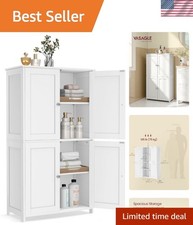 Spacious and Elegant 4-Door Shaker Cabinet with Adjustable Shelves - Cloud White