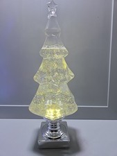 Swirling Glitter Christmas Tree LED Light-up Christmas Tree Silver 14" Working