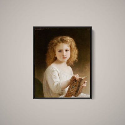William-Adolphe Bouguereau - The Story Book - Art Print on Paper or Canvas