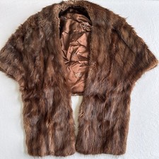 Vintage Brown Mink Fur Stole Wrap Lined Collar