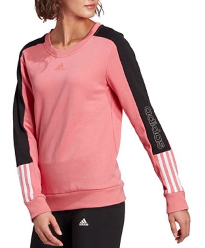 adidas Essentials Colorblocked Sweatshirt Women’s Sz 2XL Pink Black Crewneck - Picture 2 of 8