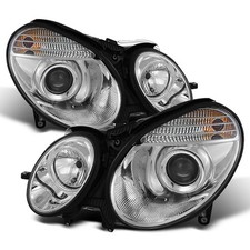 Halogen Scheinwerfer Set Schwarz f&uuml;r Mercedes W211 E-Klasse 2005&ndash;2009 | H7