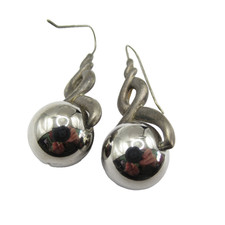 Dark Metal Pierced Earrings w Shiny Round BB Ball Vintage