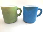 Vintage-Hazel Atlas Orange Peel Texture-Coffee Mugs  1 Green &  1 Blue